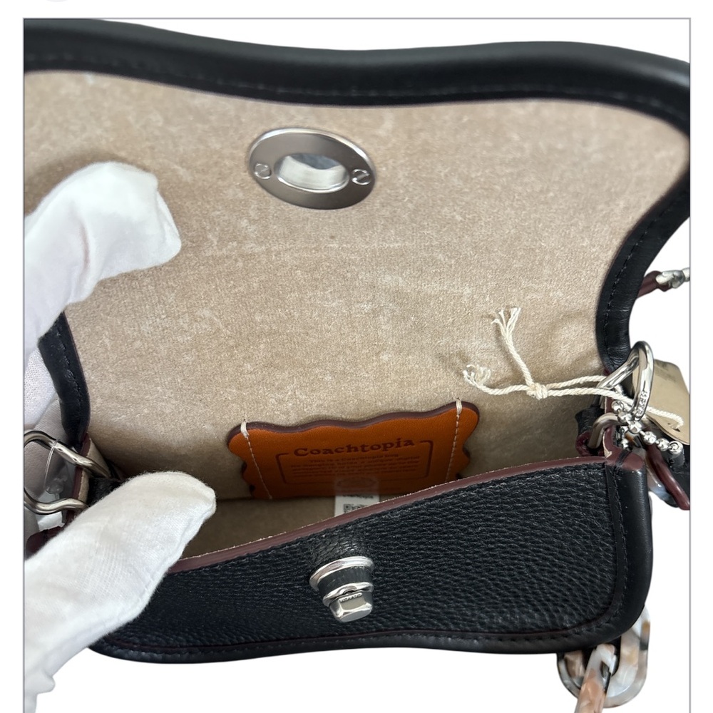 NWT Coach Leather micro wavy Dinky black purse crossbody - Picture 7 of 10